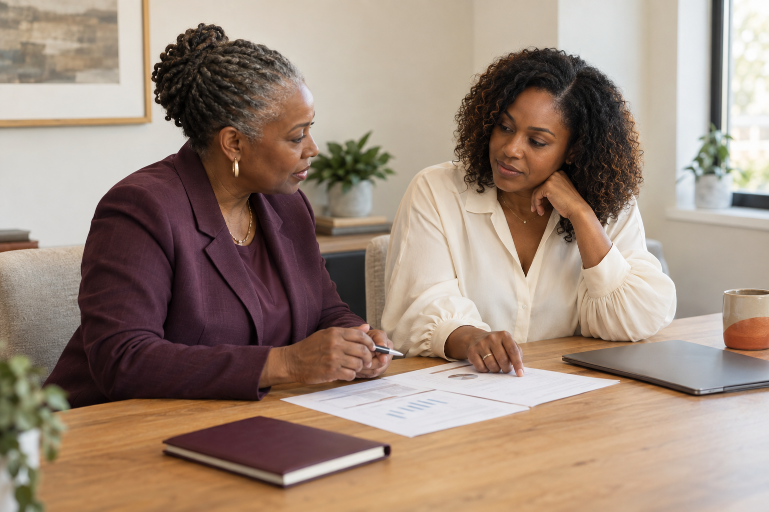 A conversation over business records.
